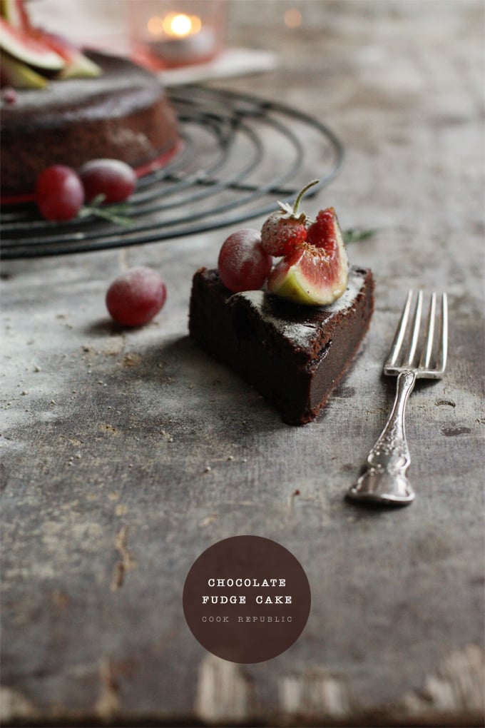 Chocolate Fudge Cake With Figs, Grapes & Strawberries - Cook Republic