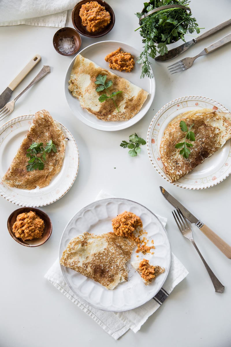 Coconut Dosa With Spicy Chickpea Chutney - Cook Republic