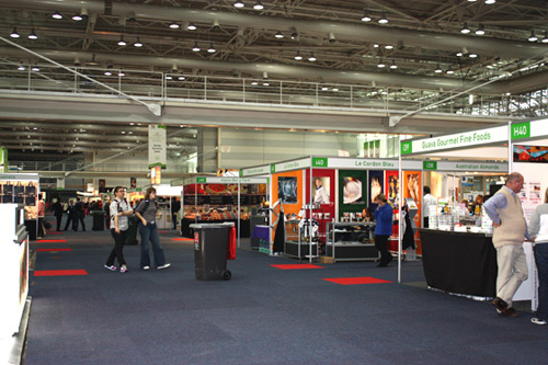 The empty food and wine halls at 9:00 am