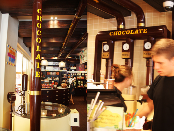 Chocolate Pipes a la Willy Wonka at Max Brenner.
