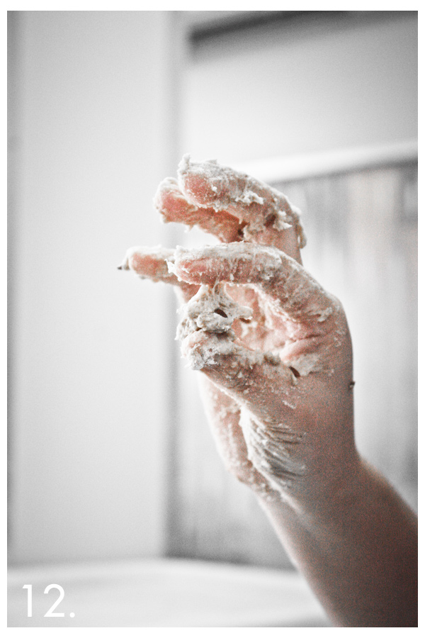 Hand modelling some dough.