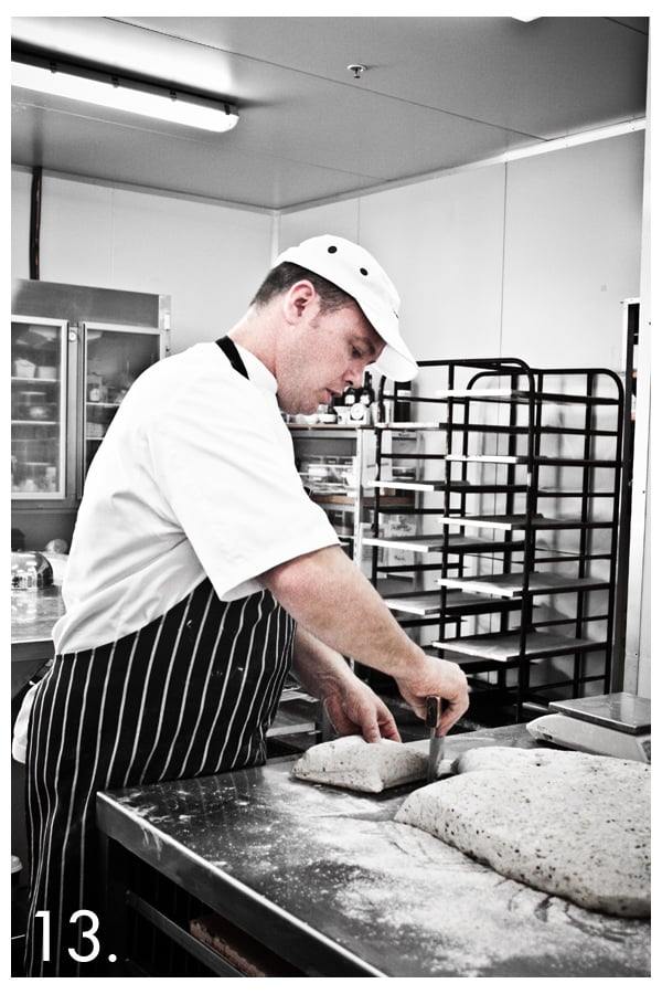Matt sections the dough.
