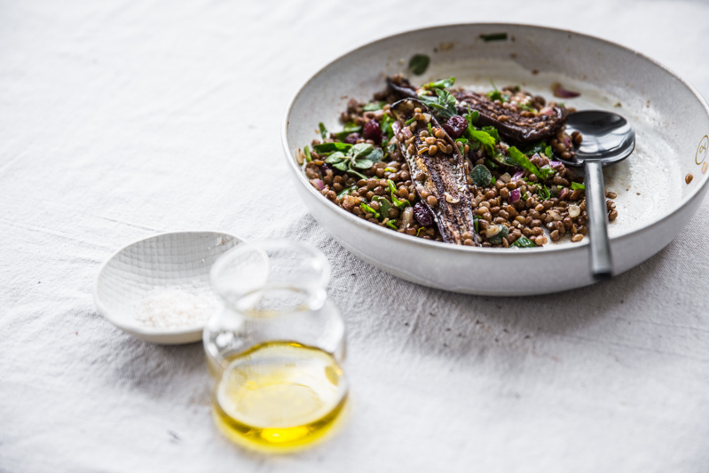 Sumac Roasted Eggplant Lentil And Cherry Salad Cook Republic