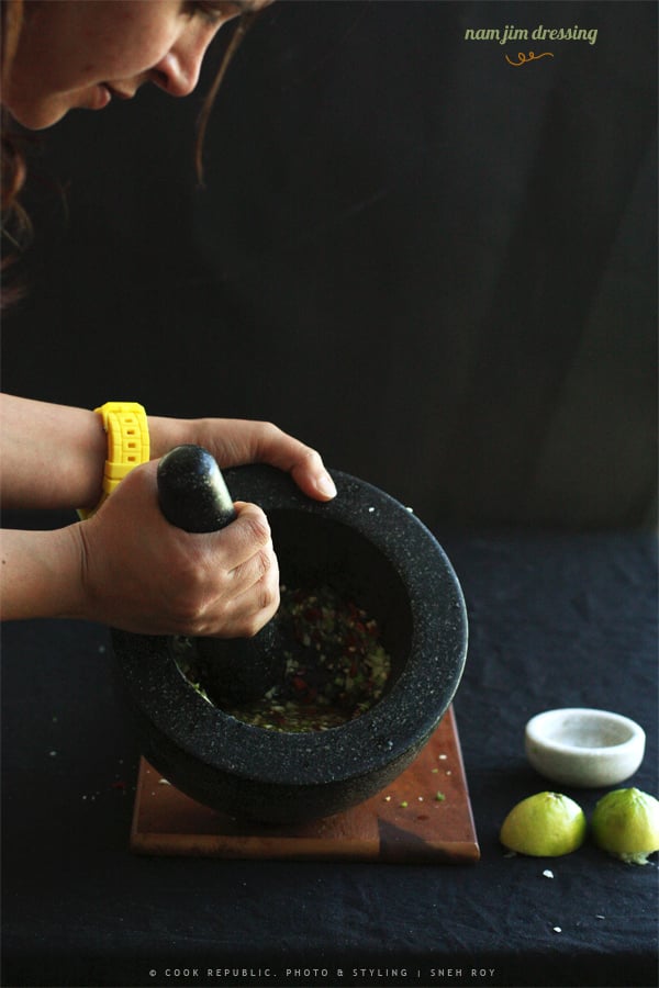 Releasing the flavours using the mortar and pestle