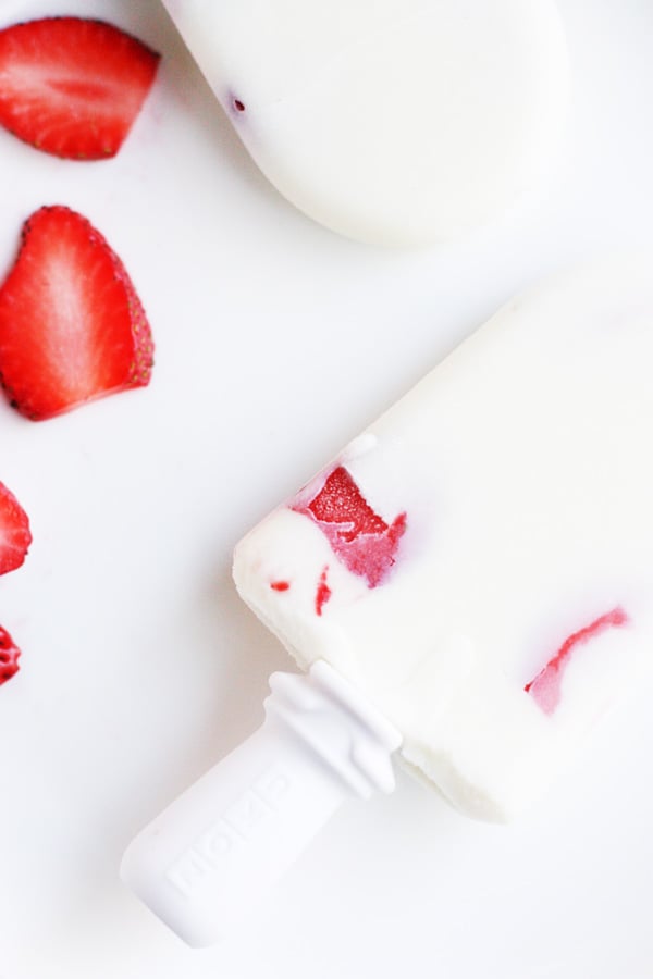 Vanilla And Strawberry Quick Pops using Zoku Pop Maker