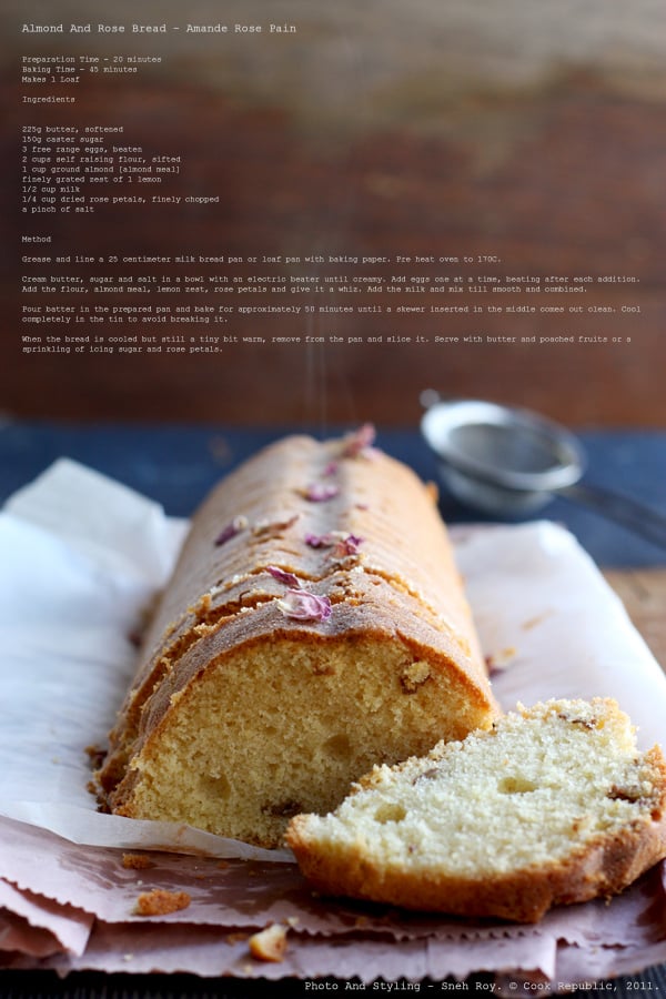 Almond And Rose Bread Recipe Card