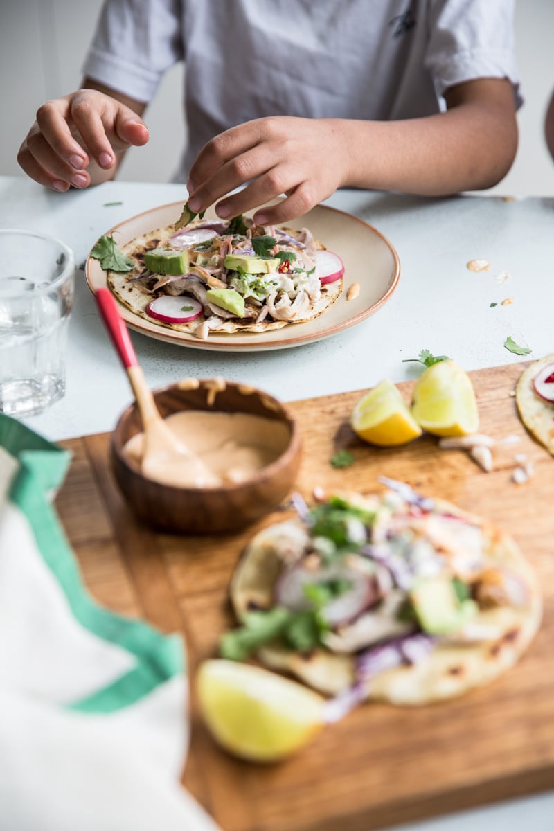 Supermarket Roast Chicken Tostadas With Yoghurt Coleslaw - Cook Republic