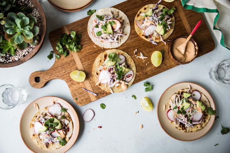 Barbecue Chicken Tostadas With Homemade Yoghurt Coleslaw - Cook Republic