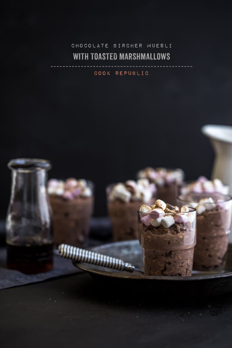 Chocolate Bircher Muesli Cups With Toasted Marshmallow - Cook Republic