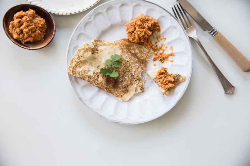 Coconut Dosas With Spicy Chickpea Chutney - Cook Republic