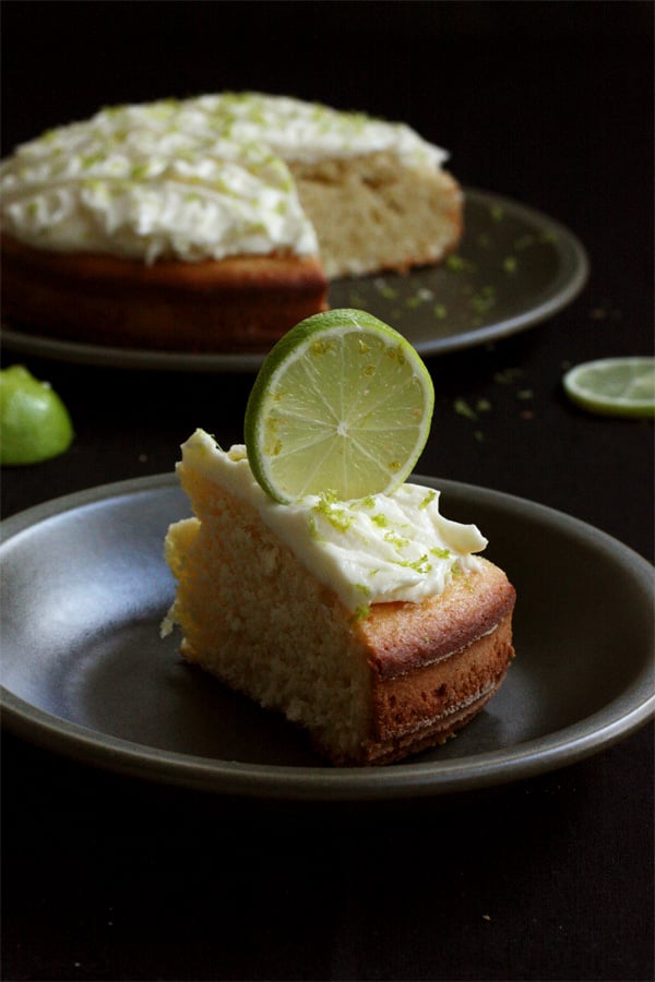 Slice Of Coconut Lime Cake With Rum Frosting