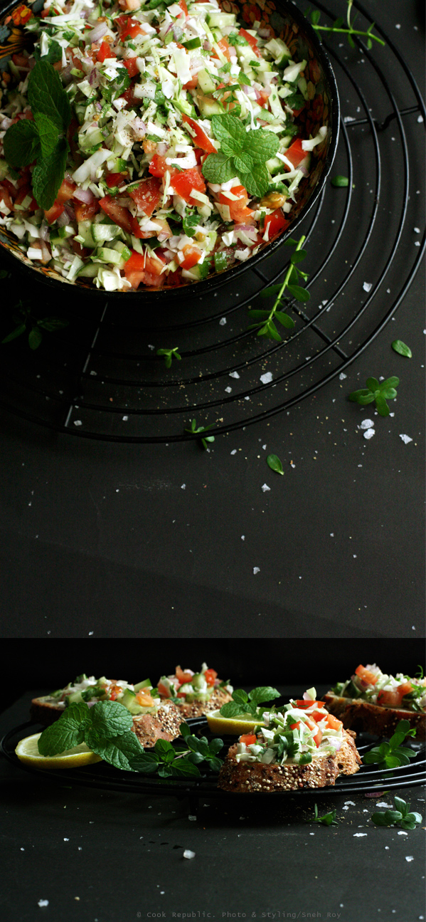 Kachumber And Salad Bruschetta