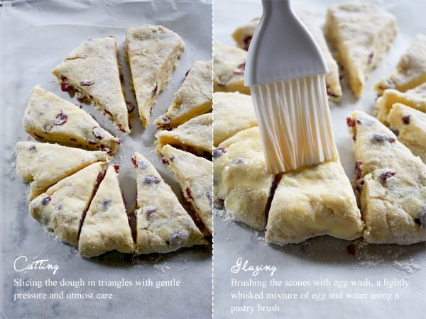 Preparing the scones for baking