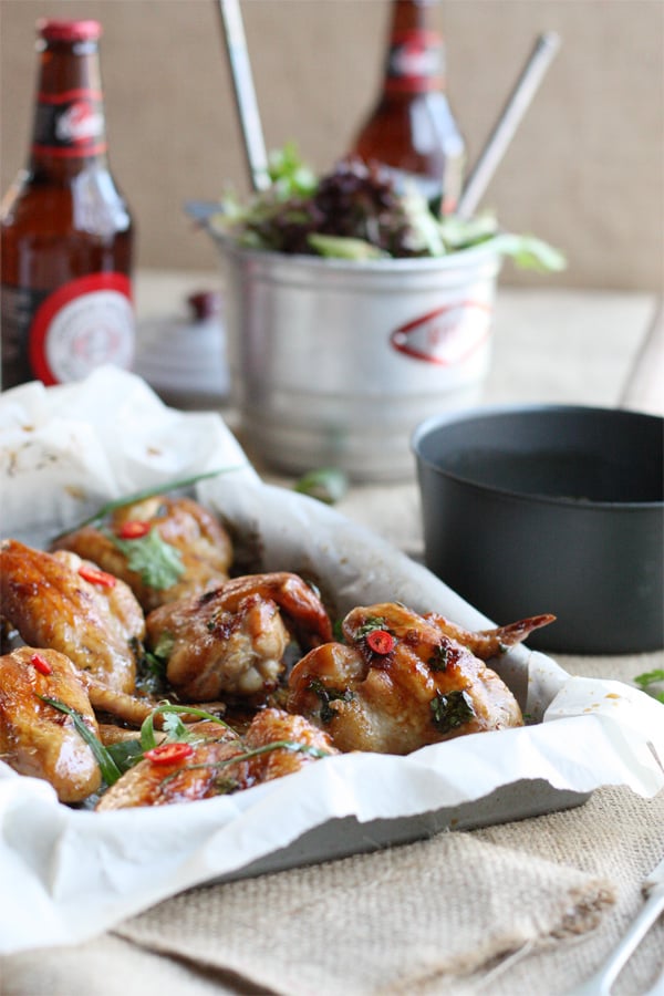 Golden Chicken Wings With Ginger Caramel Chili Sauce