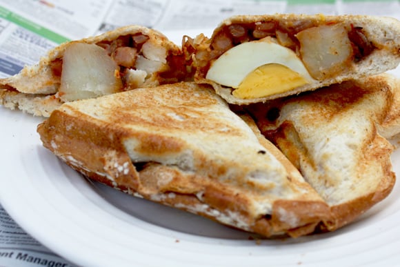 Potato Bacon And Egg Grill Sandwich