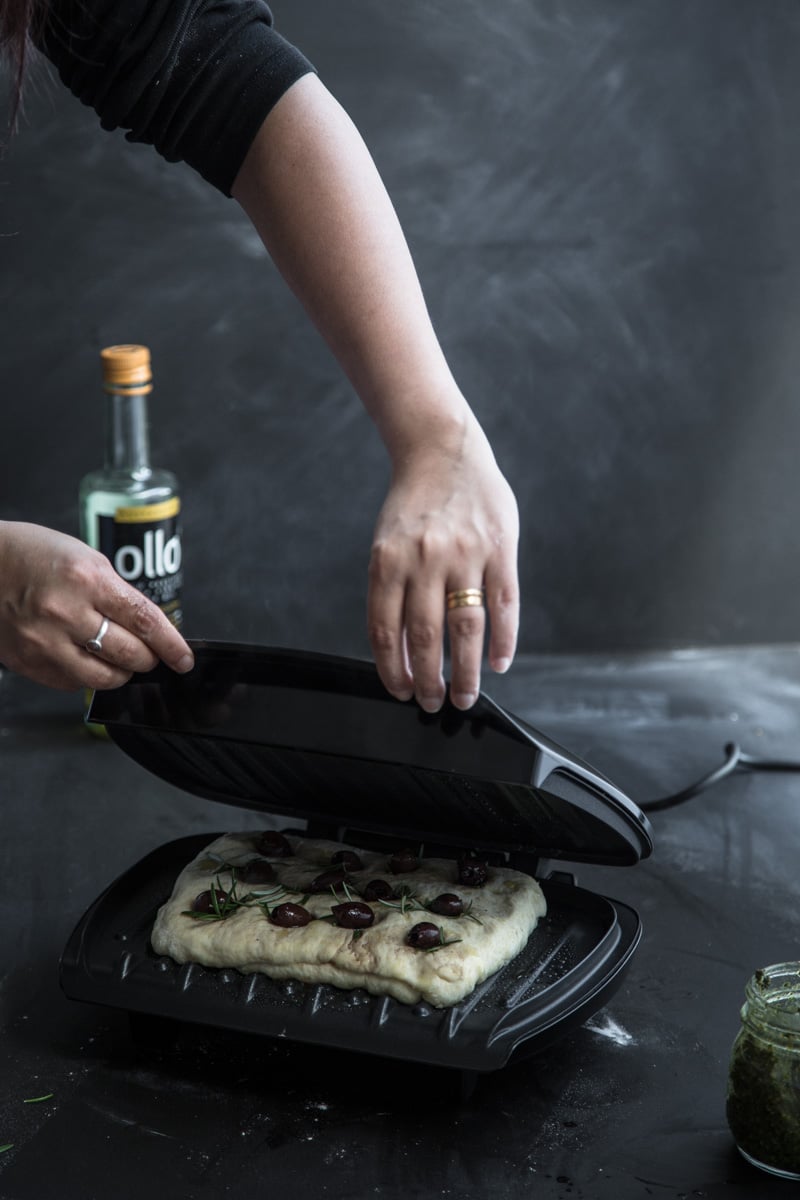 Herb Pesto Flatbread In A Grill