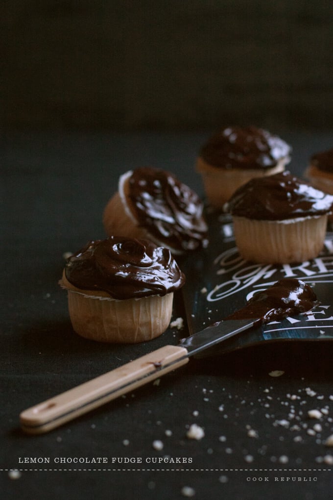 Dark Chocolate Fudge & Lemon Cupcakes - Cook Republic