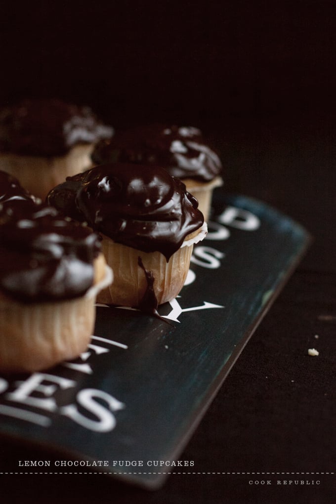 Dark Chocolate Fudge & Lemon Cupcakes - Cook Republic