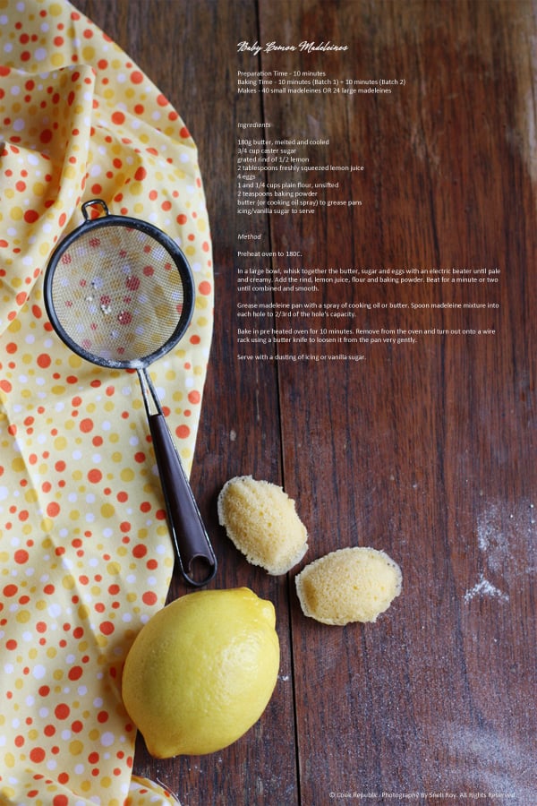 Lemon madeleine recipe card.