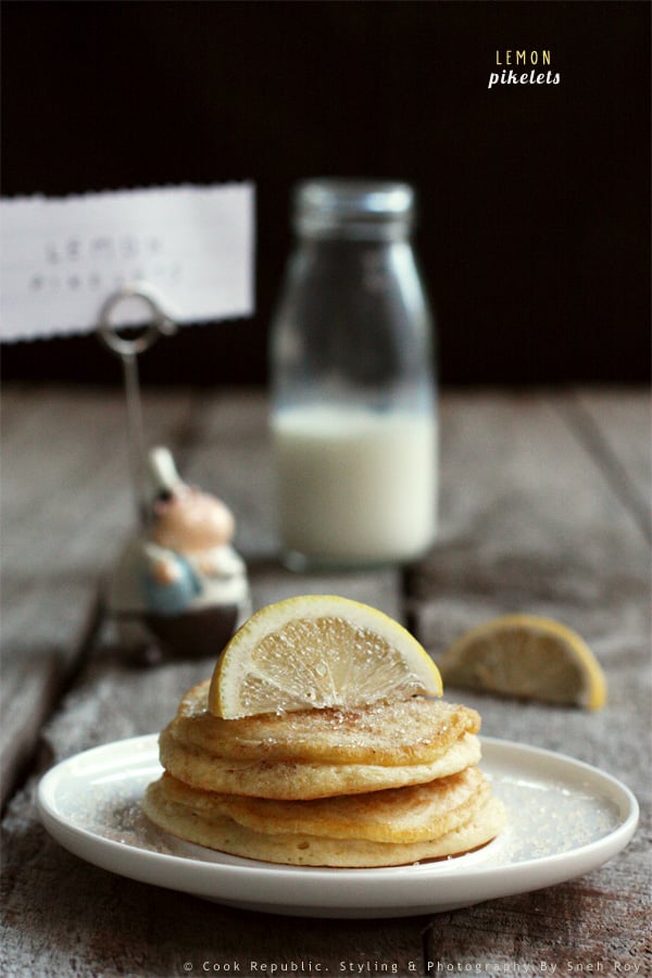 Lemon Pikelets With Lemon And Raw Sugar