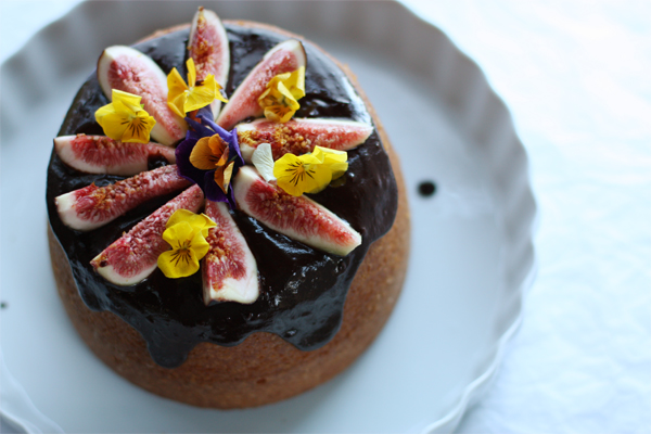 Lemon Ricotta Cake With Chocolate Glaze And Fresh Figs