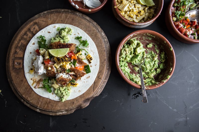 Loaded Fish Tacos With Ceviche Salsa And Roast Corn - Cook Republic