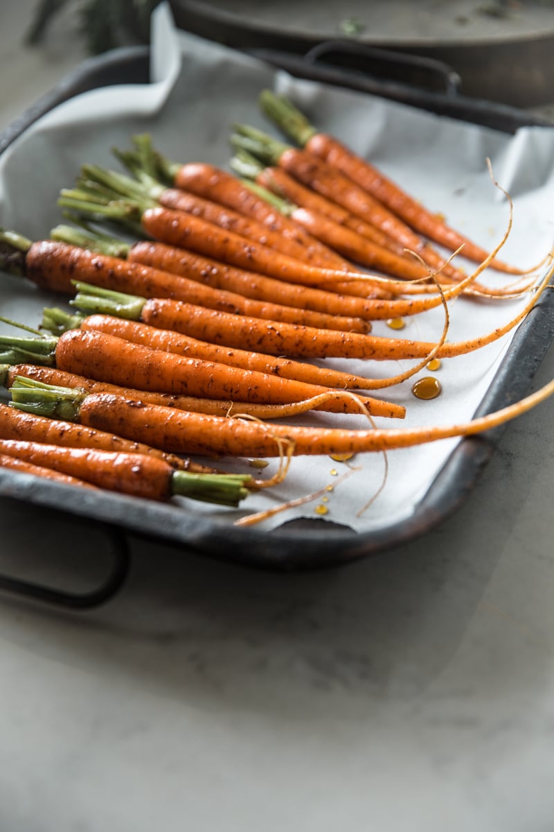 Maple Roasted Dutch Carrots With Garlicky Carrot Top Hummus - Cook Republic