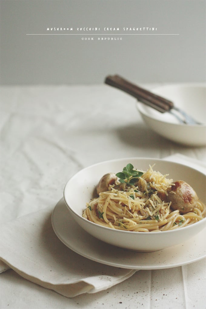 Mushroom Zucchini Cream Spaghettini - Cook Republic