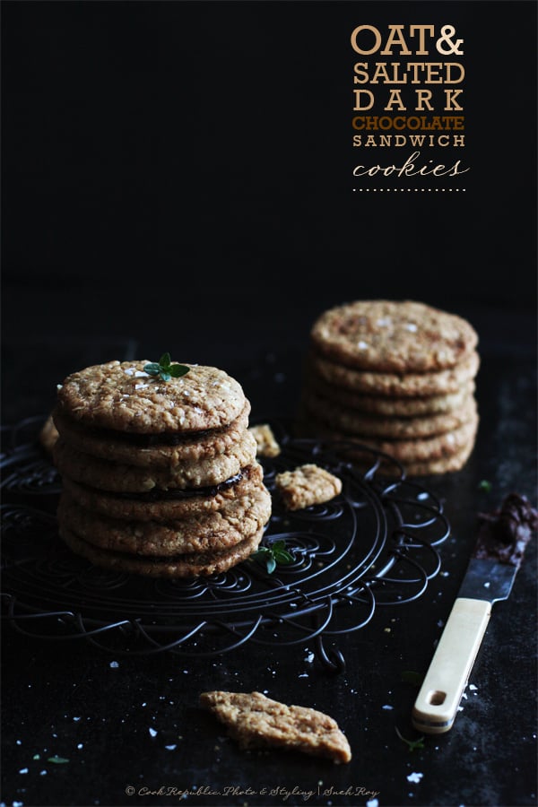 Oat And Salted Dark Chocolate Sandwich Cookies