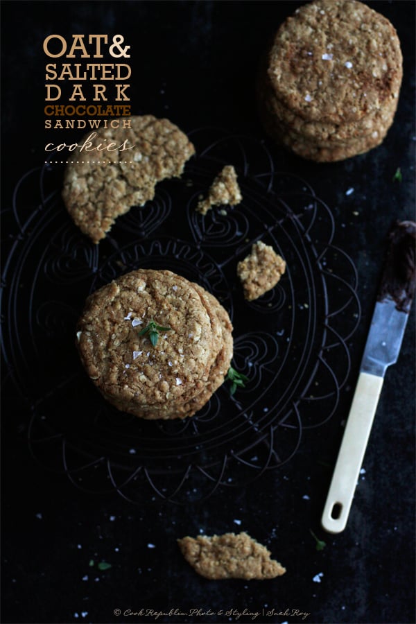 Oat And Salted Dark Chocolate Sandwich Cookies