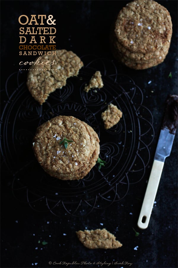 Oat And Salted Dark Chocolate Sandwich Cookies