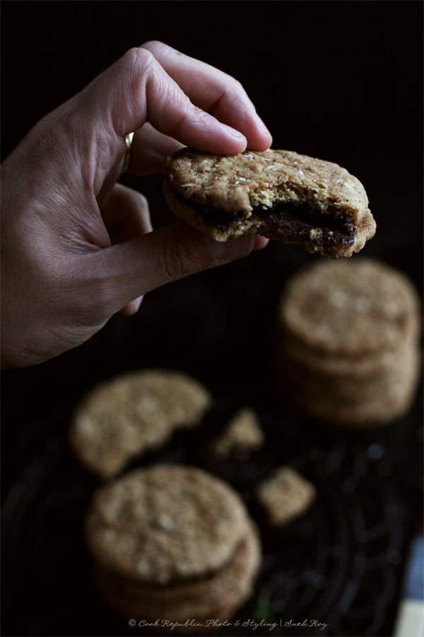 Crunchy Oat Cookies With Luscious Salted Dark Chocolate Filling