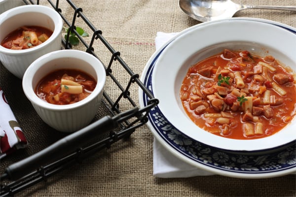 Pantry Soup - Pasta, Beans, Tomatoes and Herbs.