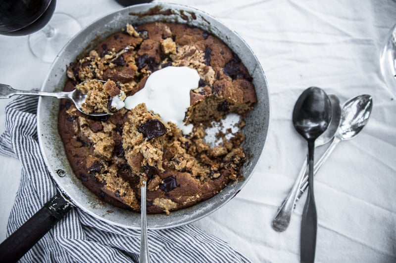 Peanut Butter And Dark Chocolate Skillet Cookie - Cook Republic