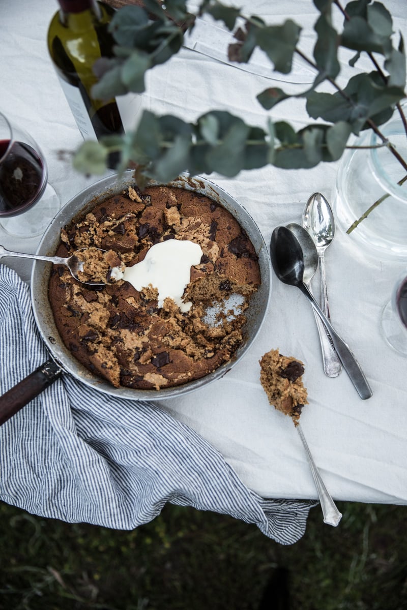 Peanut Butter And Dark Chocolate Skillet Cookie - Cook Republic