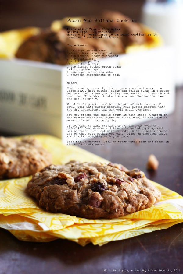 Pecan And Sultana Cookies Recipe Card
