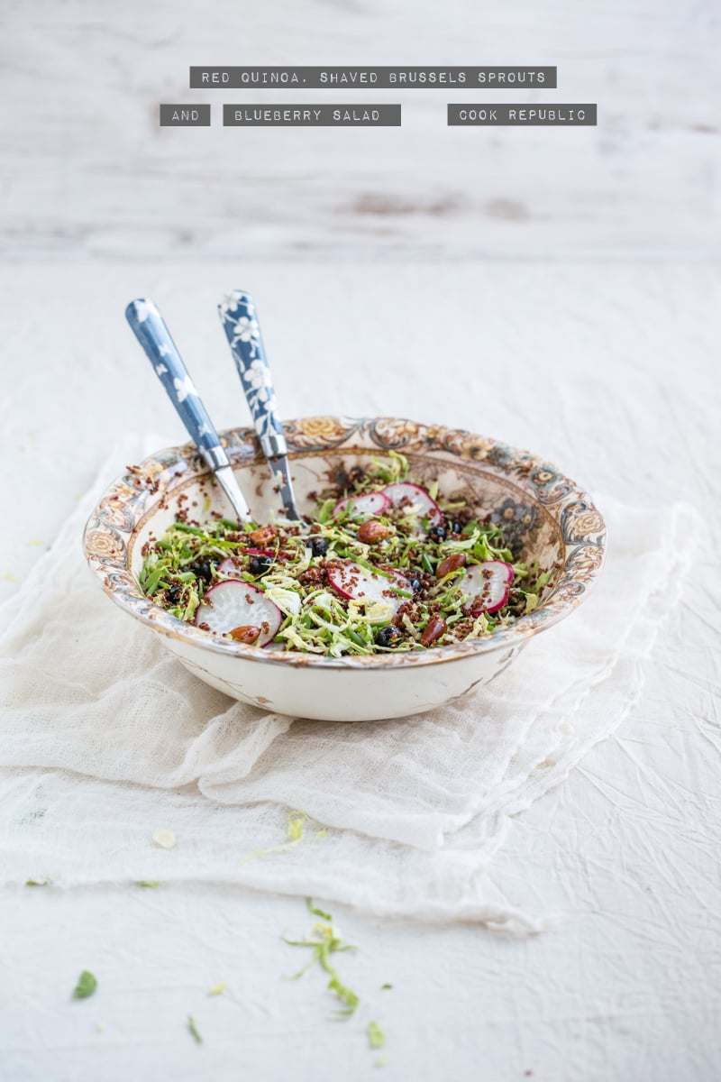 Red Quinoa, Shaved Brussels Sprouts And Blueberry Salad
