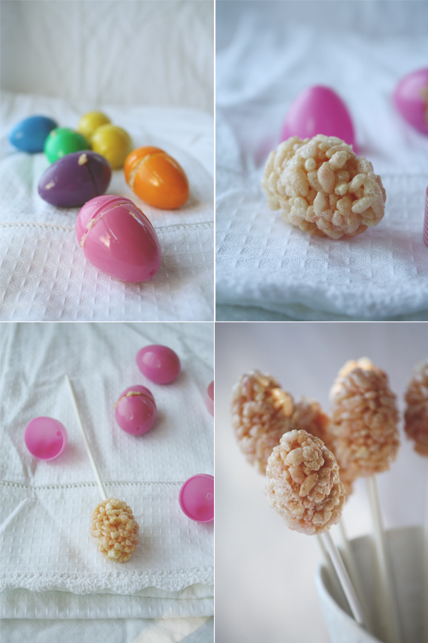 Making Easter Egg Rice Krispie Pops