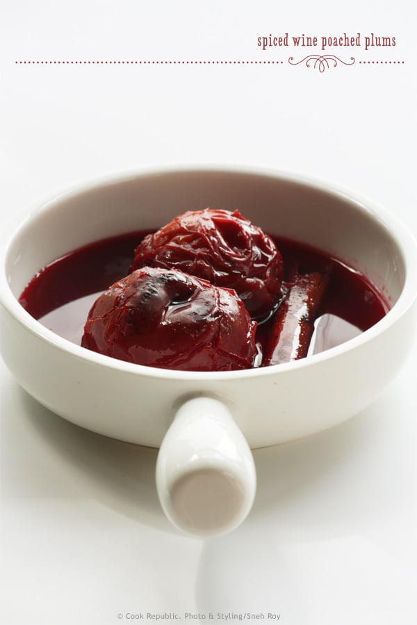Spiced Wine Poached Plums