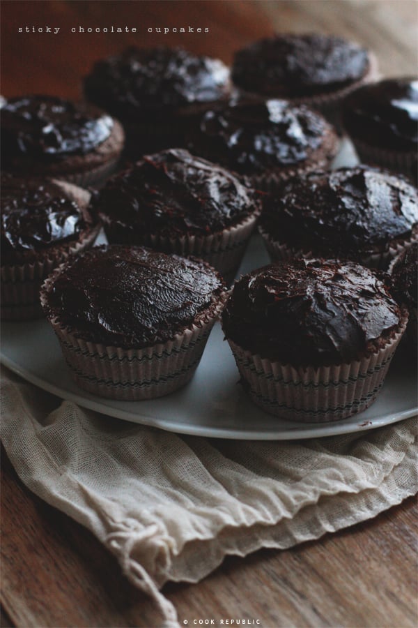 Sticky Chocolate Cupcakes