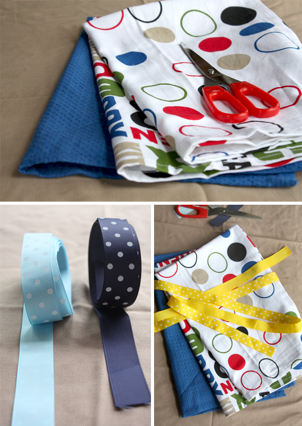 Tea Towels, Ribbons, Scissors