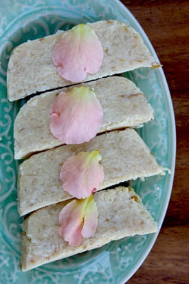 Fudge Slices with fresh petals.