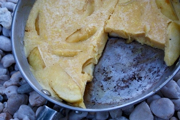 Green Apple Pancake Pudding cooked in a skillet