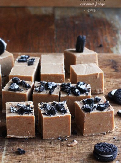 Cookie Crumb Caramel Microwave Fudge
