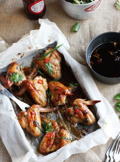 Golden Chicken Wings With Ginger Caramel Chili Sauce