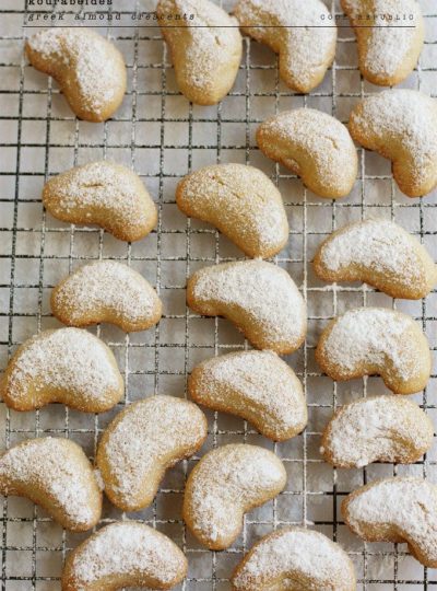 Kourabeides – Greek Almond Crescent Cookies