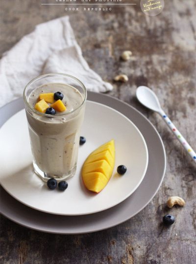 Cashew Nut Smoothie With Blueberries And Mango