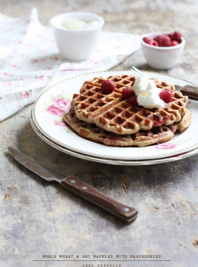 Whole Wheat And Soy Waffles With Raspberries