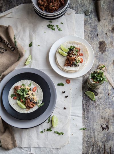 Smokey Chicken Lime Tacos With Black Bean And Quinoa Salad