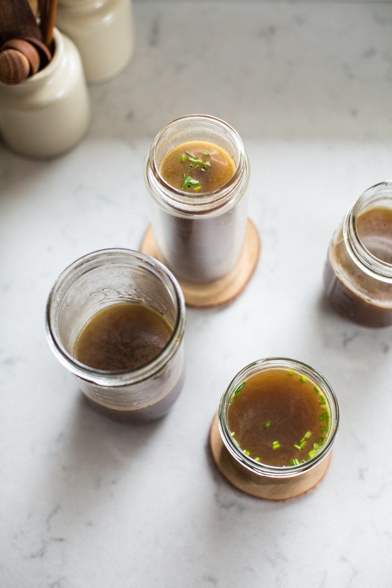 Mushroom Broth in glass jars